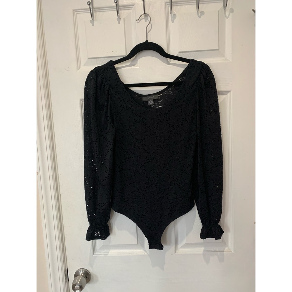 Black Long Sleeve Bodysuit Top